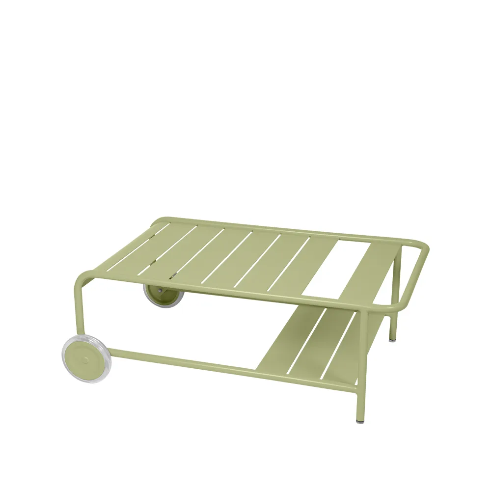 Luxembourg bord, lavt, Willow green, med hjul Fermob