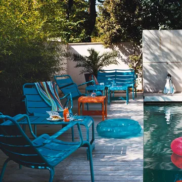 Luxembourg bord/fotskammel - Acapulco blue, small - Fermob