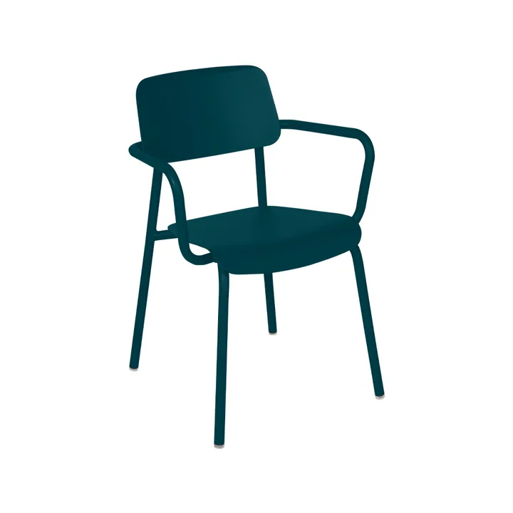Studie stol med armlener - Acapulco blue (blå), stabelbar - Fermob