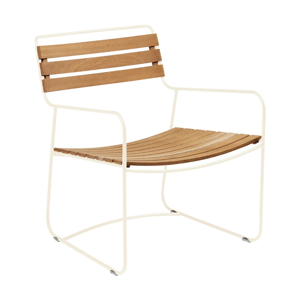 Surprising Teak stol med armlener, lav, Latte beige Fermob