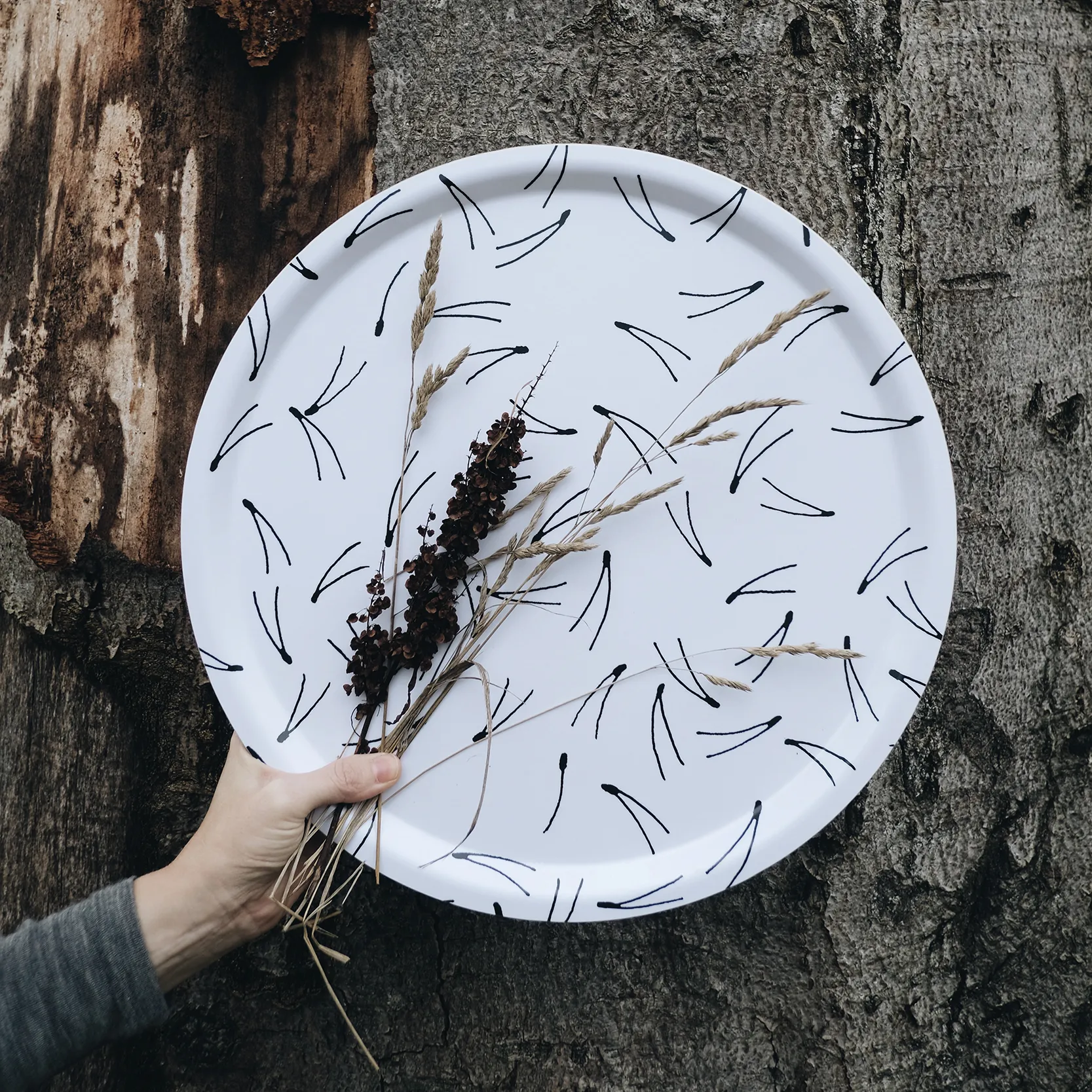 Barr brett Ø38 cm, Svart-hvit Fine Little Day