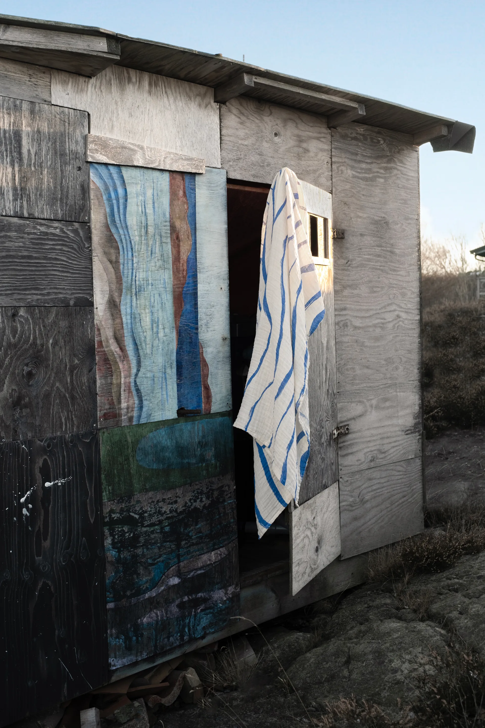 Bølge muslinteppe 120 x 120 cm, Blå Fine Little Day