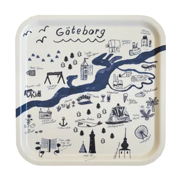 Gothenburg brett 32 x 32 cm - White-Blue - Fine Little Day