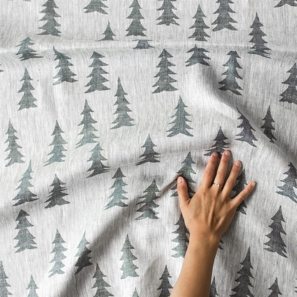 Gran linstoff, mørkegrønn-hvit Fine Little Day