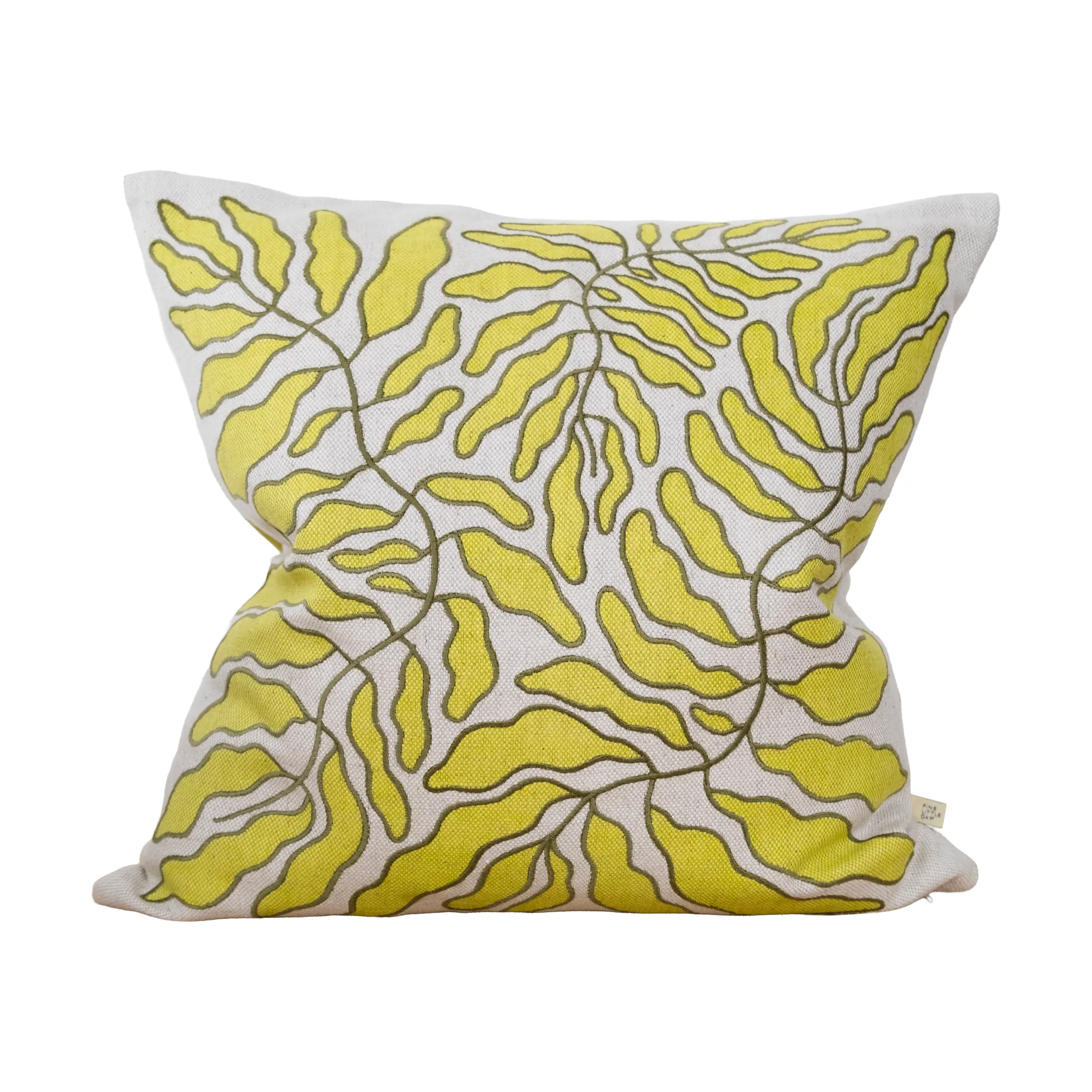 Leaves brodert putetrekk 48x48 cm, Lime-nature Fine Little Day