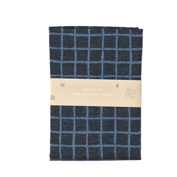 Rutig jacquardvevd bordduk 147x147 cm - Blue-black - Fine Little Day