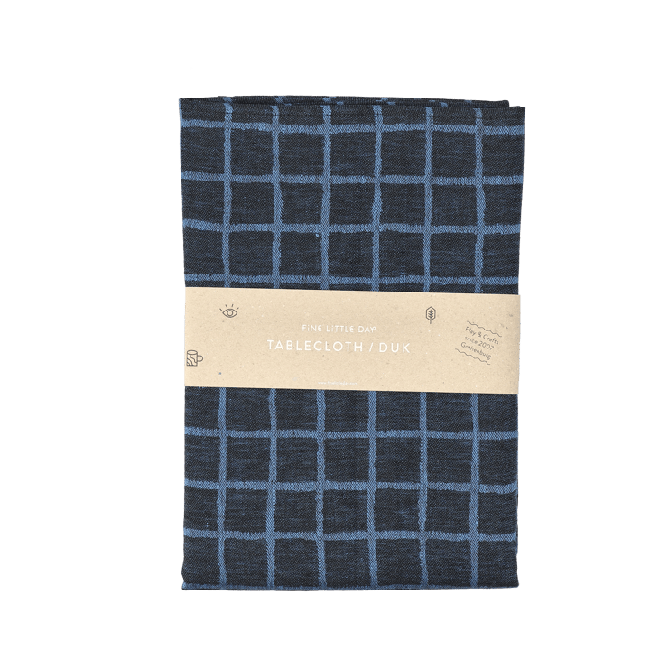 Rutig jacquardvevd bordduk 147x147 cm - Blue-black - Fine Little Day