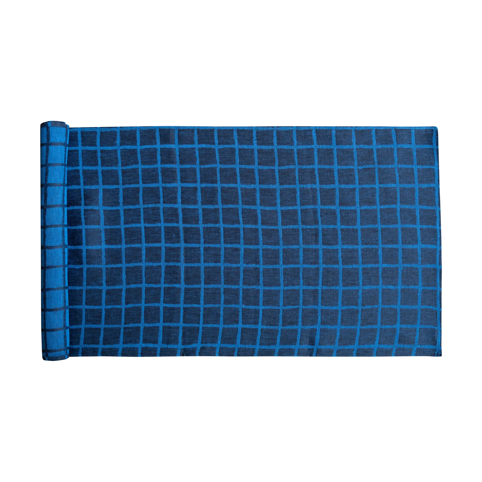 Rutig jacquardvevd bordsløper 45x150 cm, Blue-black Fine Little Day