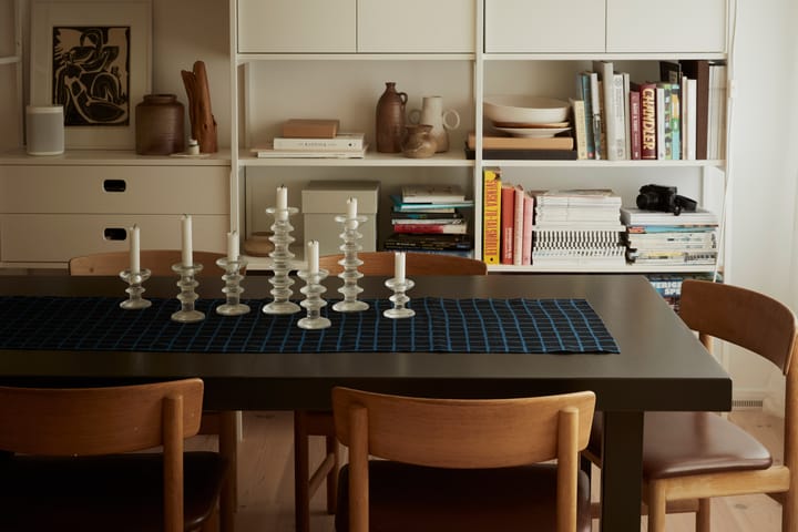 Rutig jacquardvevd bordsløper 45x150 cm - Blue-black - Fine Little Day