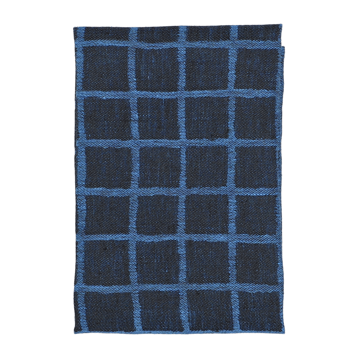 Rutig jacquardvevd kjøkkenhåndkle 47x70 cm - Blue-black - Fine Little Day