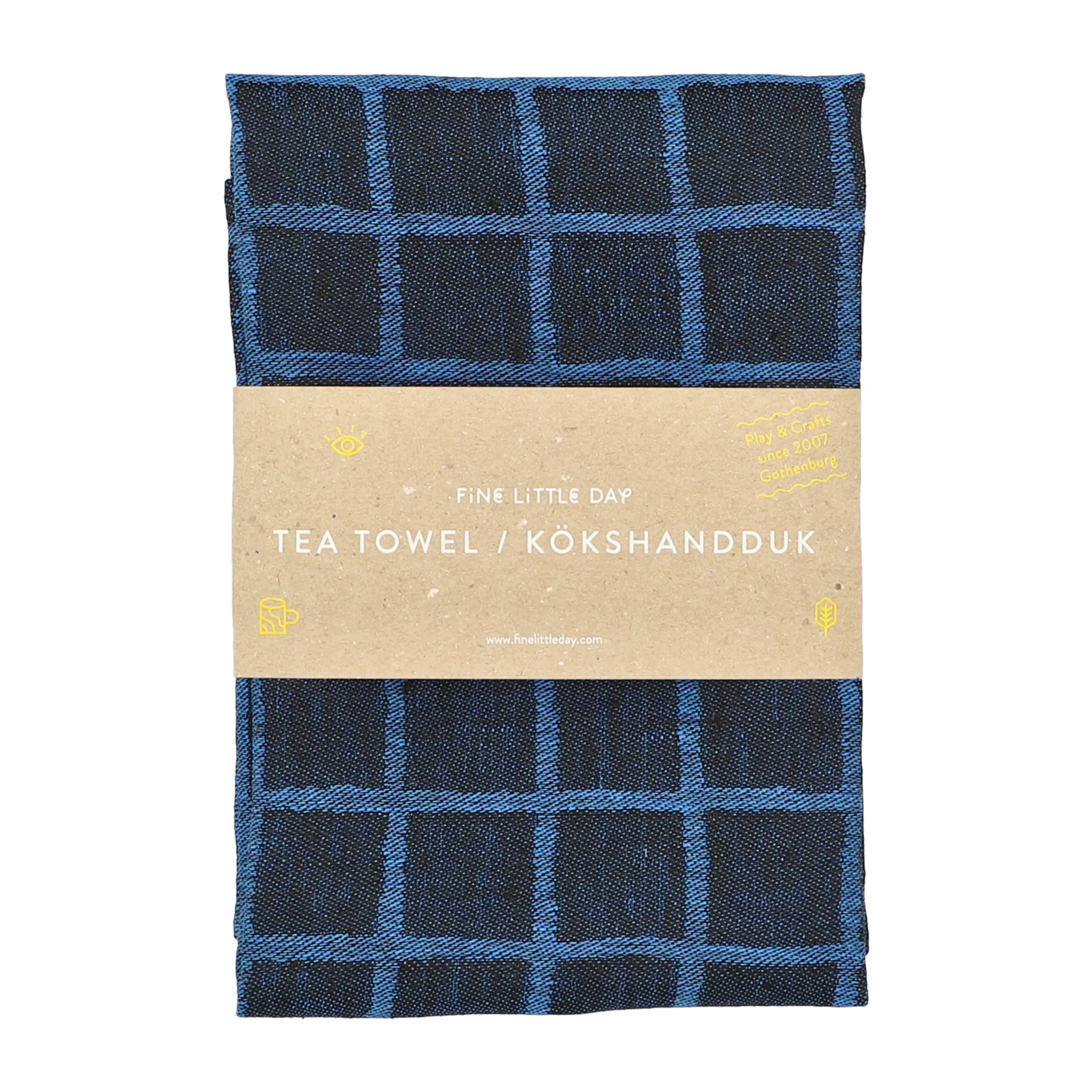 Rutig jacquardvevd kjøkkenhåndkle 47x70 cm, Blue-black Fine Little Day