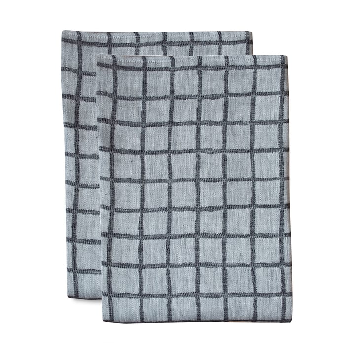 Rutig jacquardvevd serviett 2-stk. - Svart-hvit - Fine Little Day