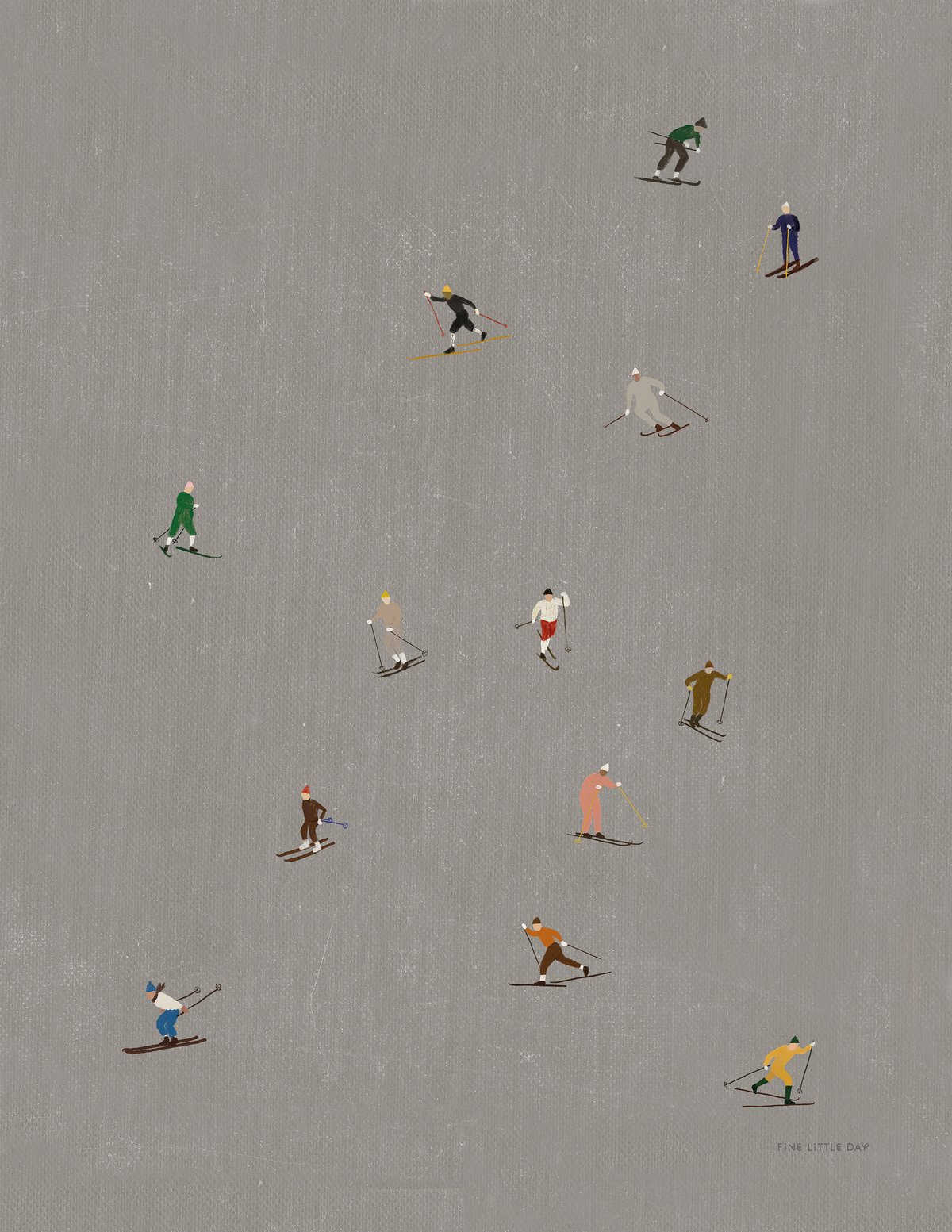 Fine Little Day Skiers poster 40x50 cm Grå