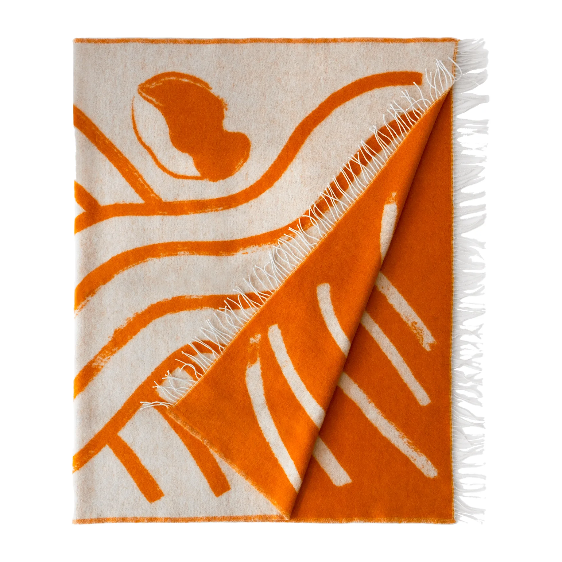 Sofia Lind ullpledd 130 x 190 cm, Orange/Off white Fine Little Day