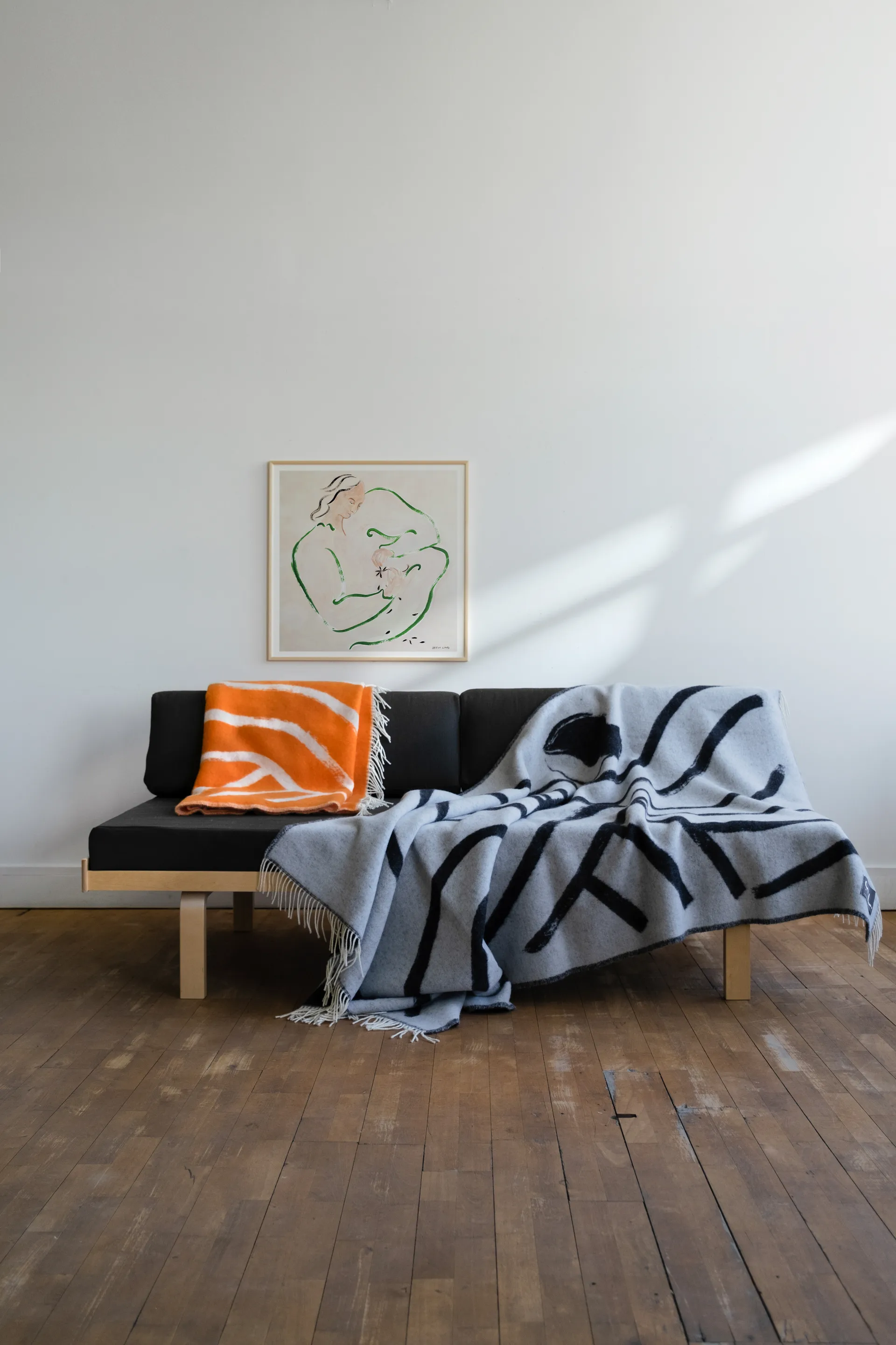 Sofia Lind ullpledd 130 x 190 cm, Orange/Off white Fine Little Day