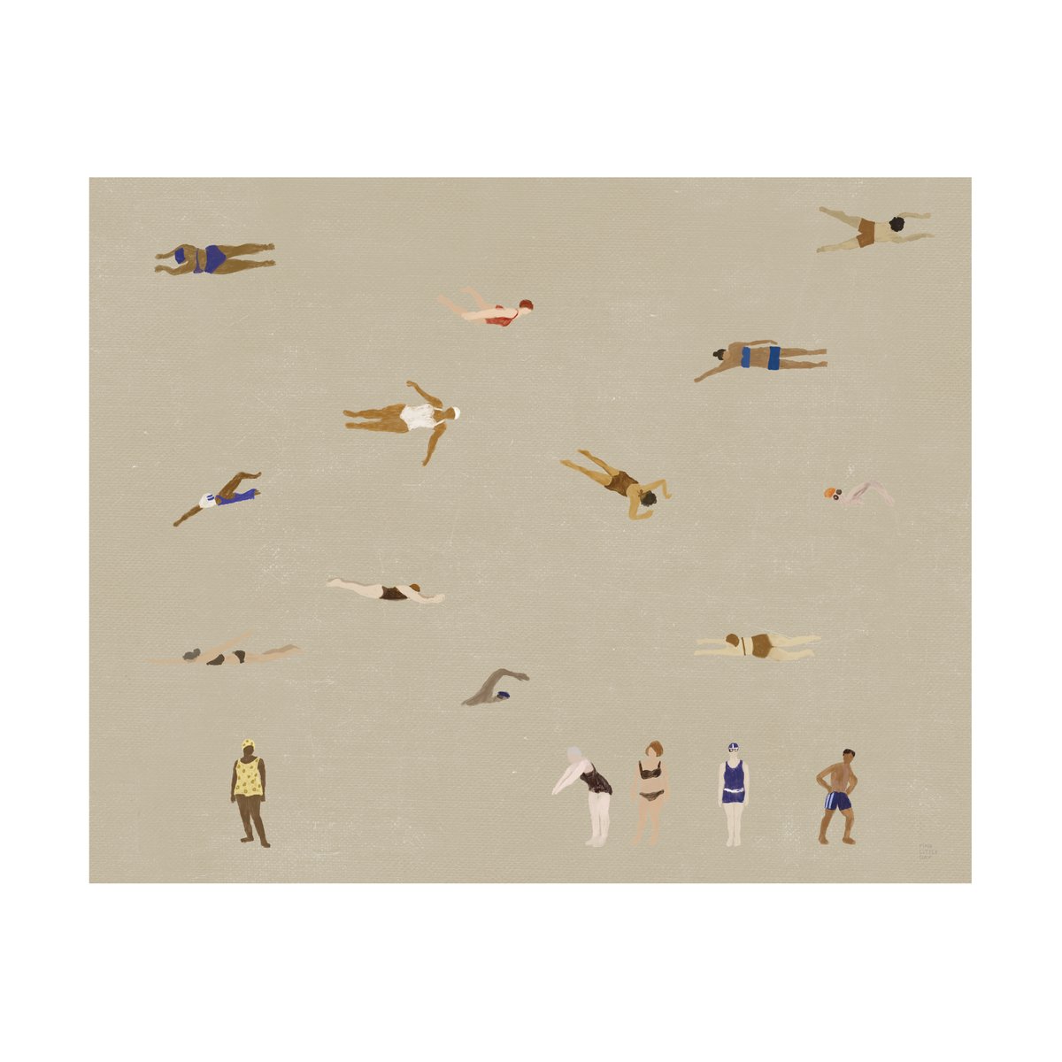 Fine Little Day Swimmers poster Beige, 40x50 cm | Skandinavisk Design | Poster | Beige