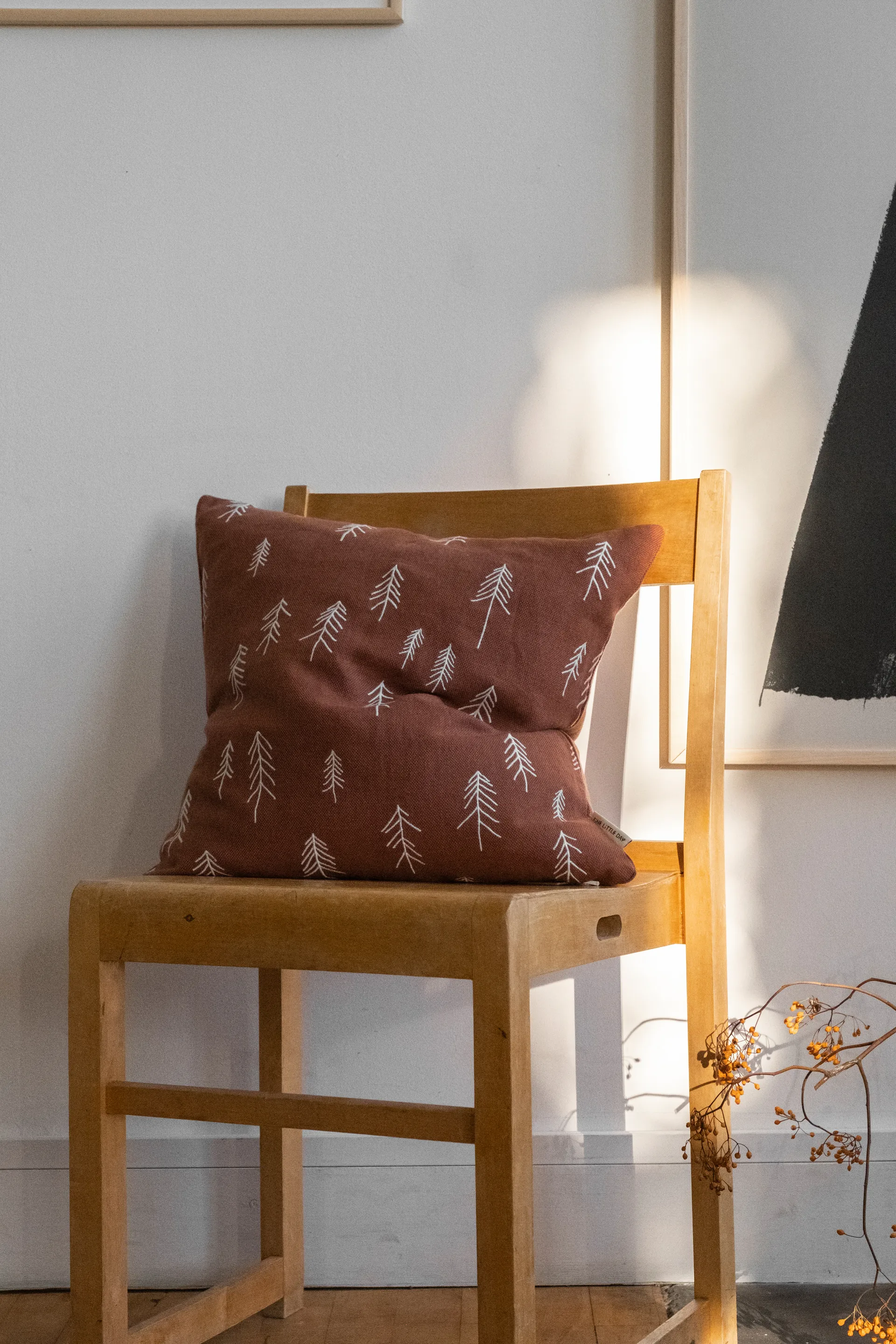 Tall putetrekk 48 x 48 cm, Terracotta-hvit Fine Little Day