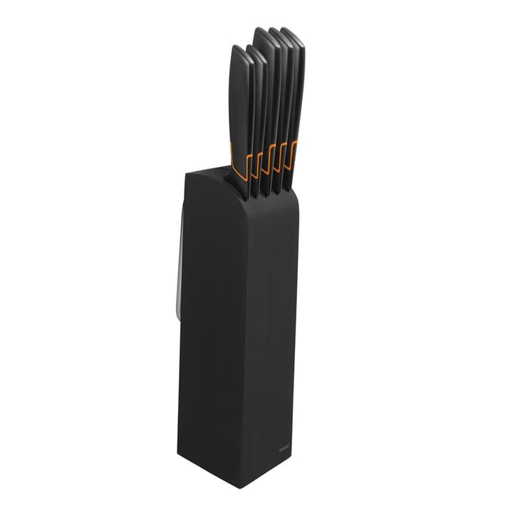 Edge knivblokk med 5 kniver, sort Fiskars