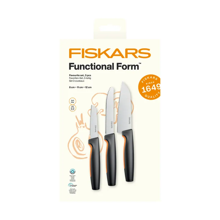 Functional Form favorittknivsett - Rustfritt stål, 3 deler - Fiskars