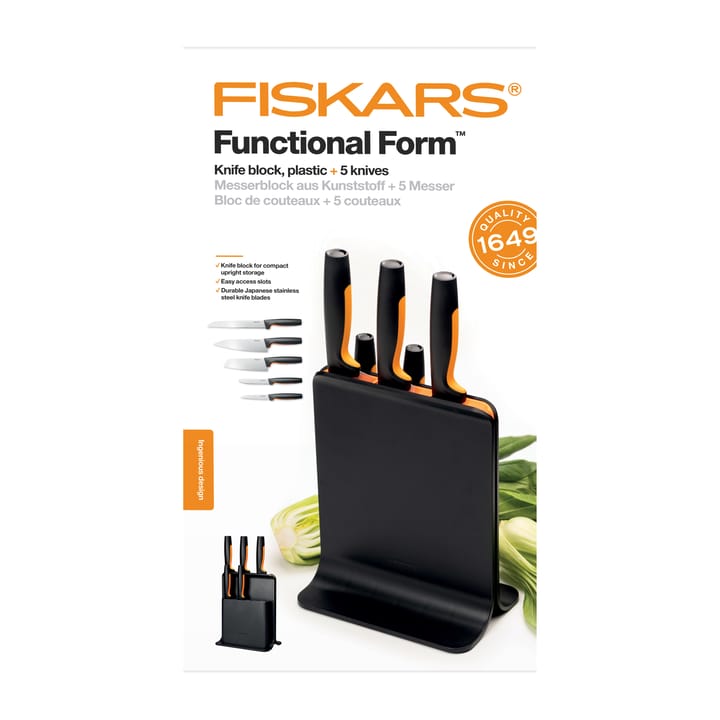 Functional Form knivblokk i plast med 5 kniver - 6 deler - Fiskars
