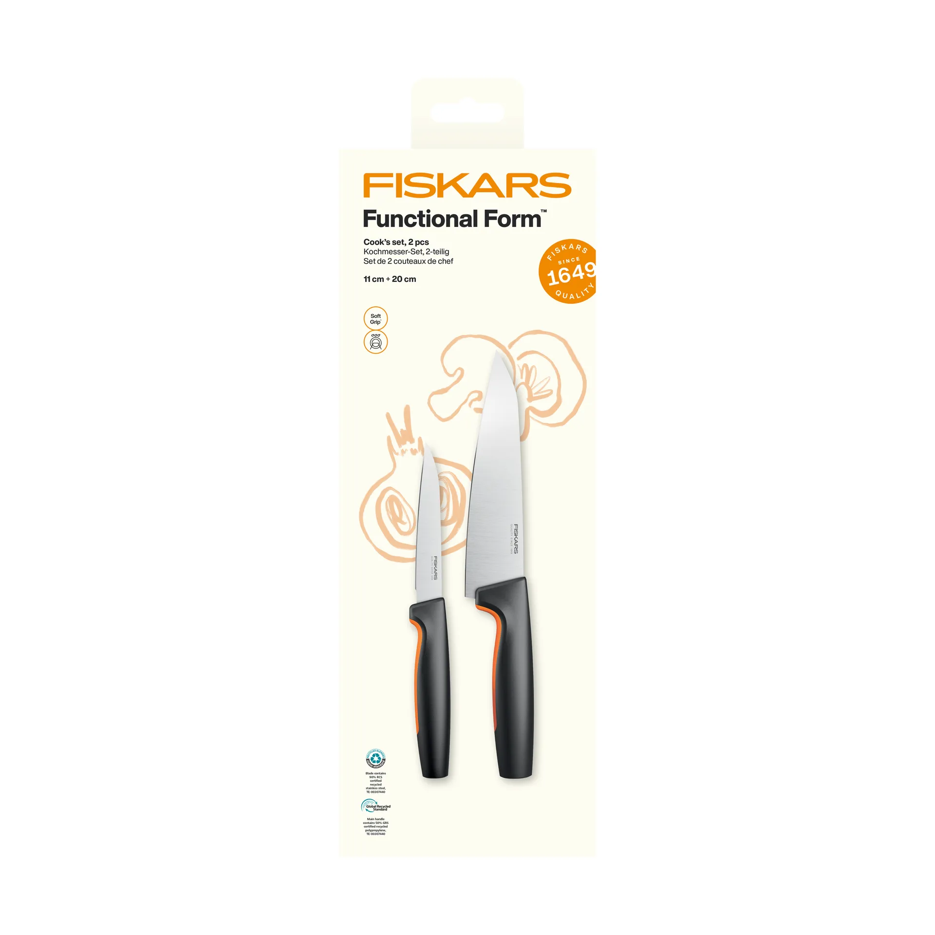 Fiskars Functional Form kokkeknivsett Rustfritt stål, 2 deler
