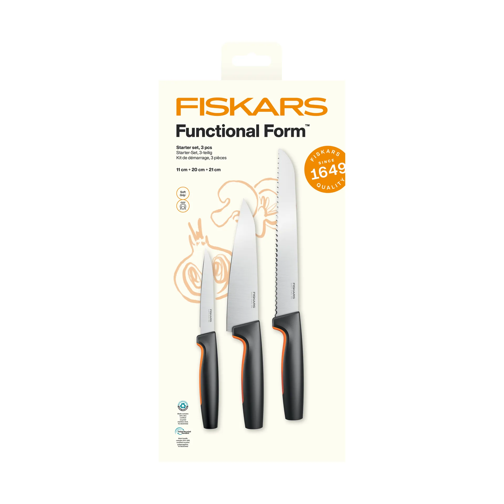 Functional Form startsett, Rustfritt stål, 3 deler Fiskars