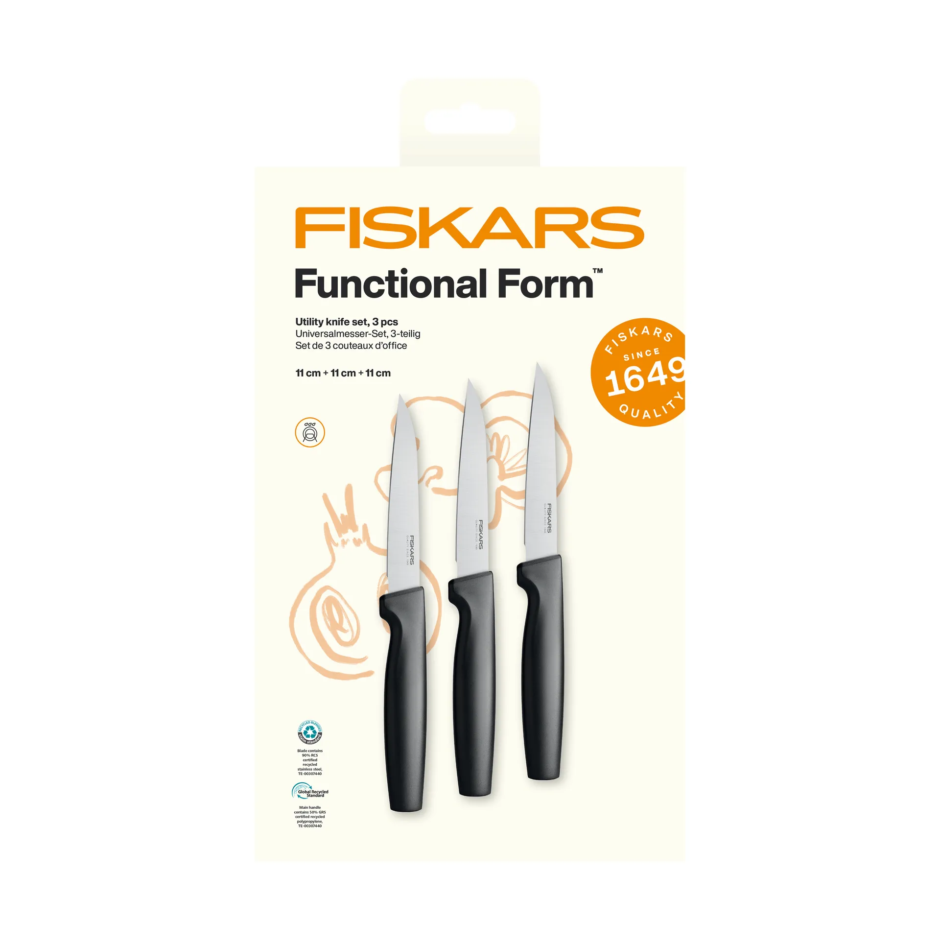Fiskars Functional Form universalknivsett Rustfritt stål, 3 deler