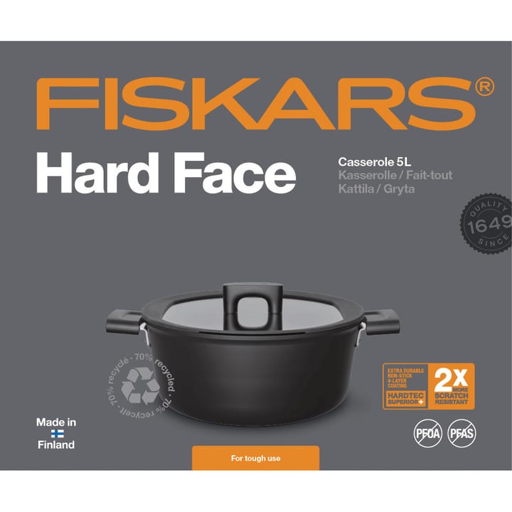 Hard Face gryte med lokk - 5 L - Fiskars