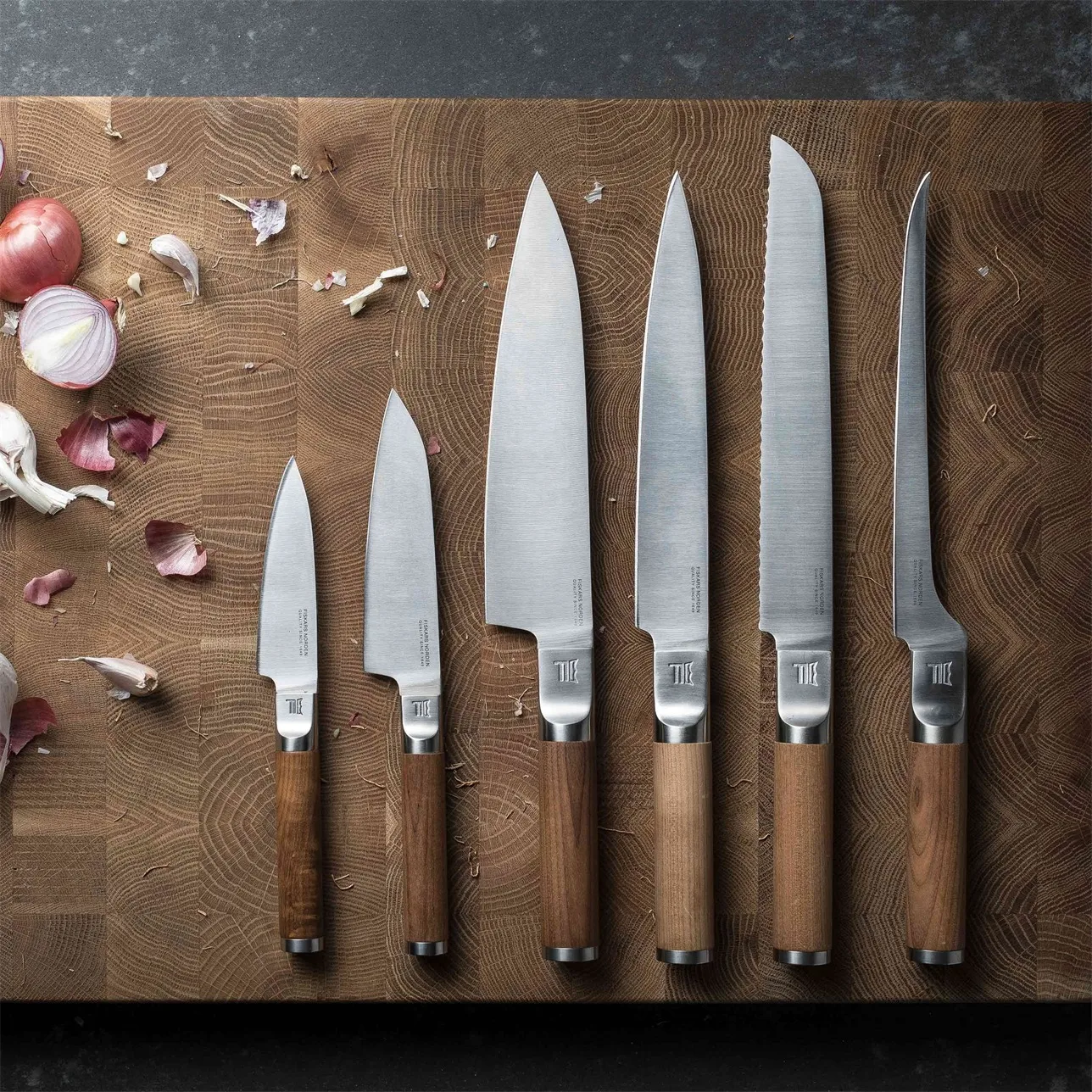 Norden kokkekniv + grønnsakskniv knivsett 2 deler, Rustfritt stål-bjørk Fiskars