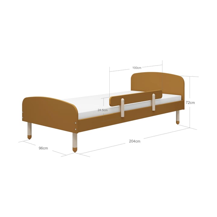 Dots seng med rekkverk 96x204 cm, Gul FLEXA