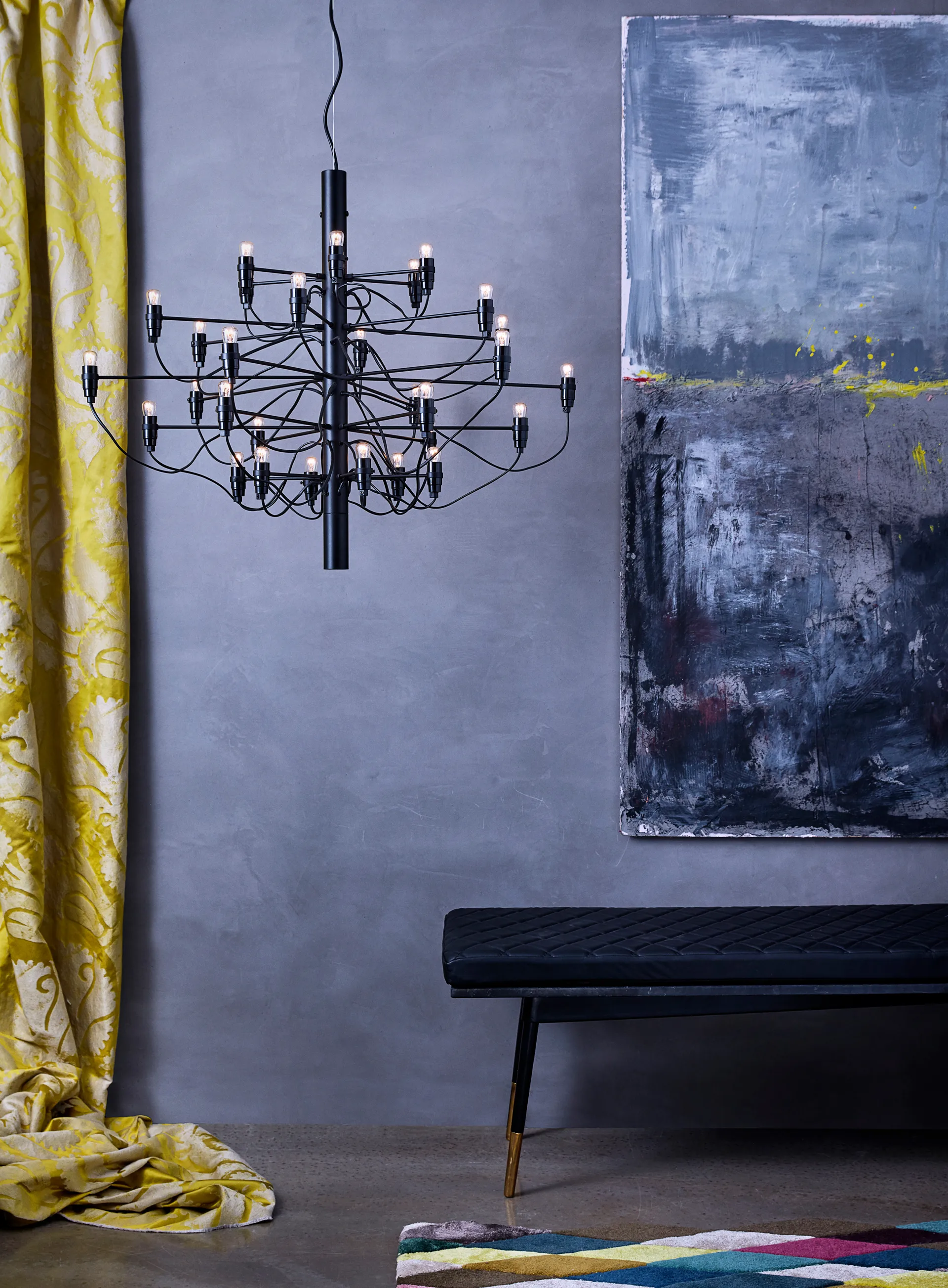 2097 Sarfatti lysekrone, Matsvart 30 lamper Flos