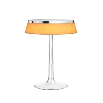 Bon Jour T bordlampe - Chrome-soft stoff skjerm - Flos