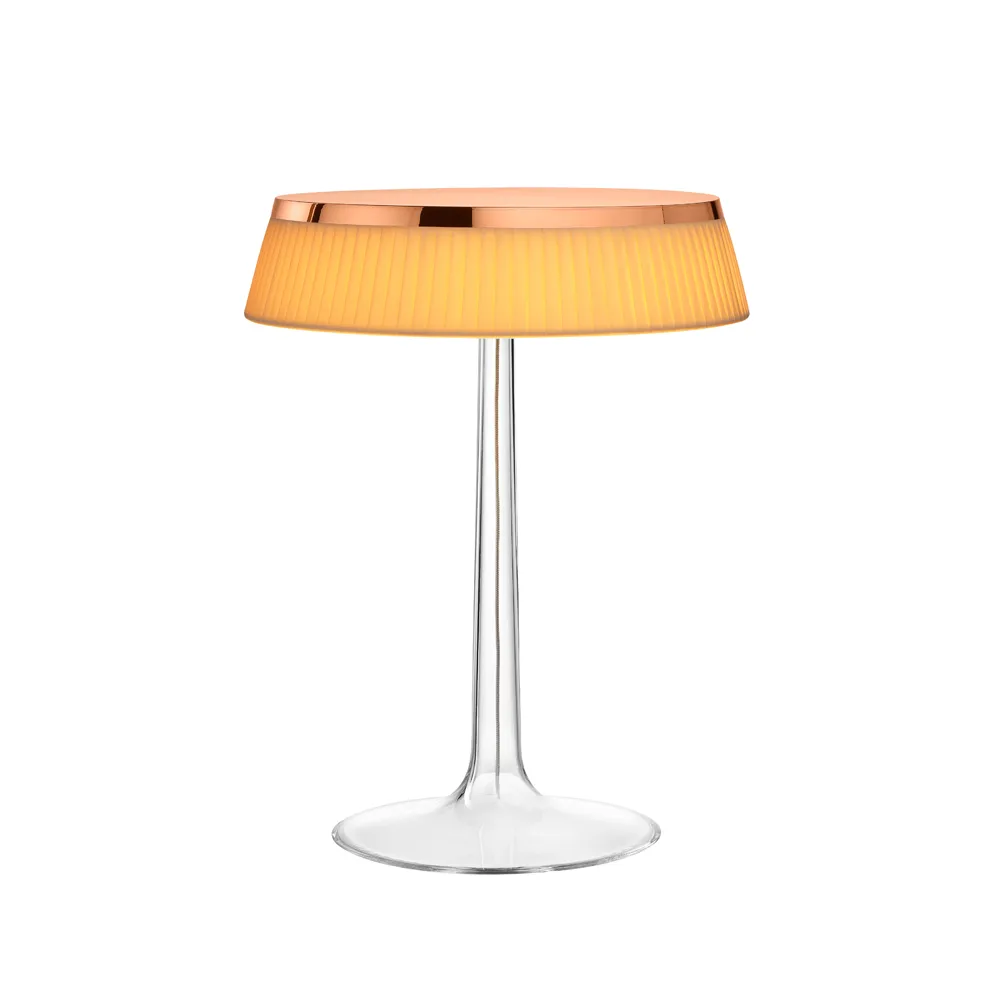 Bon Jour T bordlampe, Copper-soft skjerm i stoff Flos