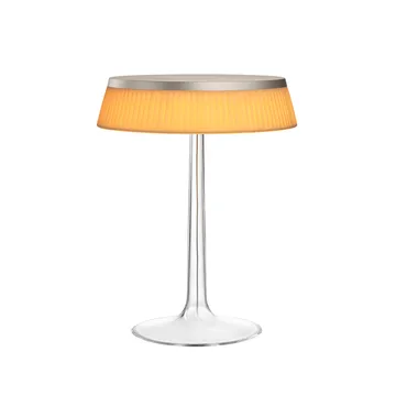 Bon Jour T bordlampe - Orange-tyg skjerm-mattkromet - Flos