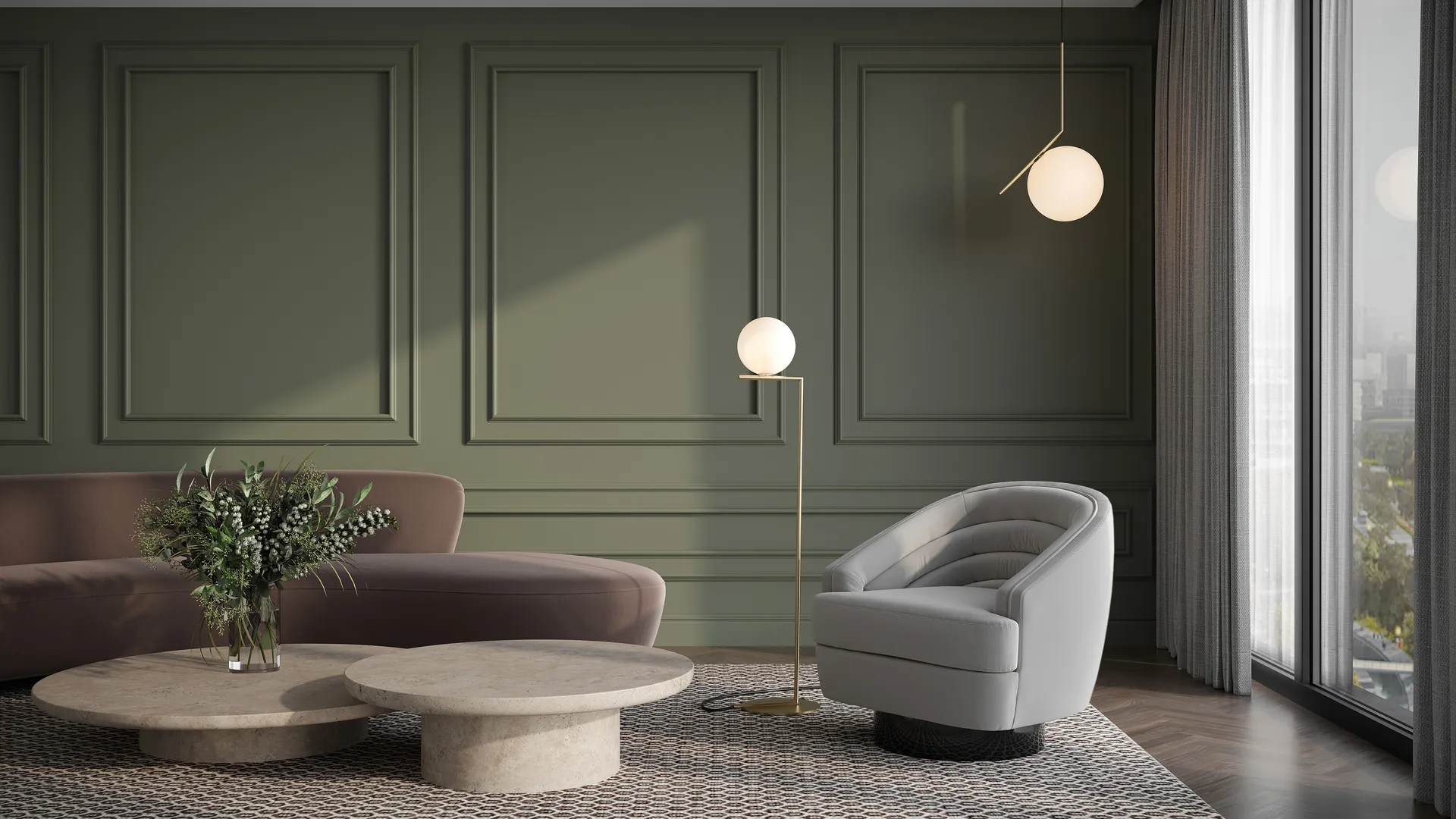 IC F1 gulvlampe 135 cm, Gull Flos