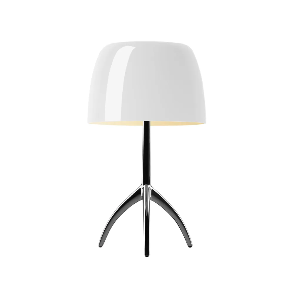 Lumiere Grande Dimbar bordlampe, hvit, svartkrom Foscarini