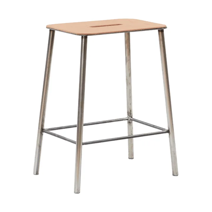 Adam krakk - Raw steel-natural leather, H:50 cm - FRAMA