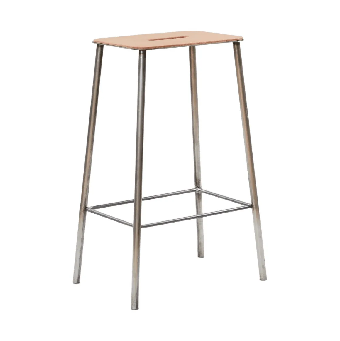 Adam krakk, Raw steel-natural leather, H:65 cm FRAMA