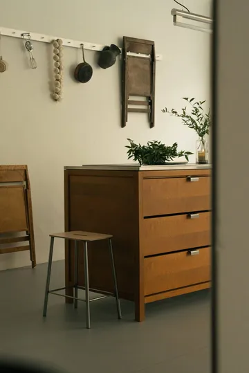 Adam krakk - Raw steel-natural leather, H:65 cm - FRAMA