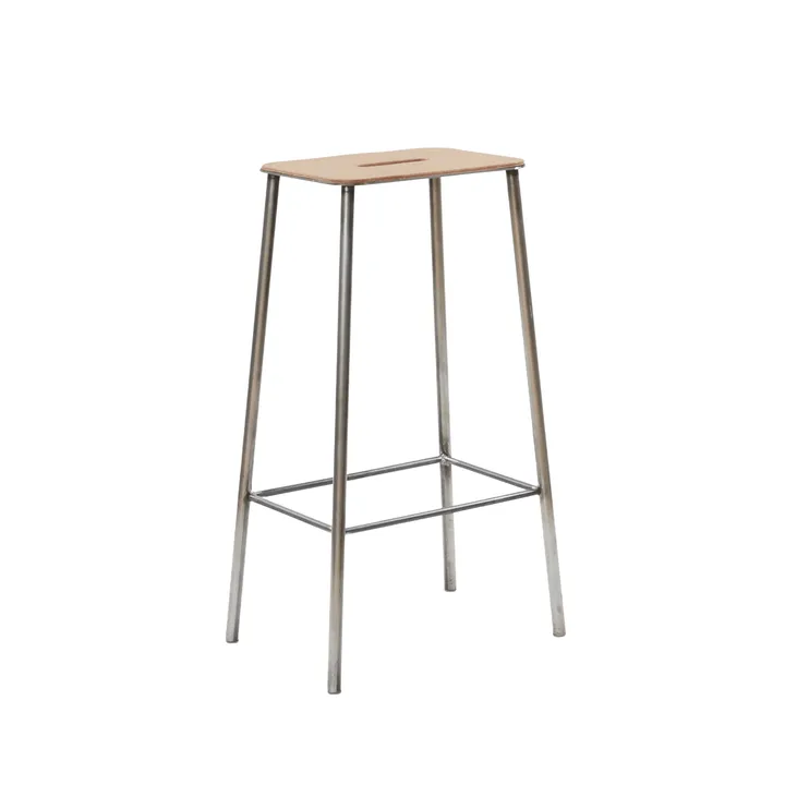 Adam krakk - Raw steel-natural leather, H:76 cm - FRAMA