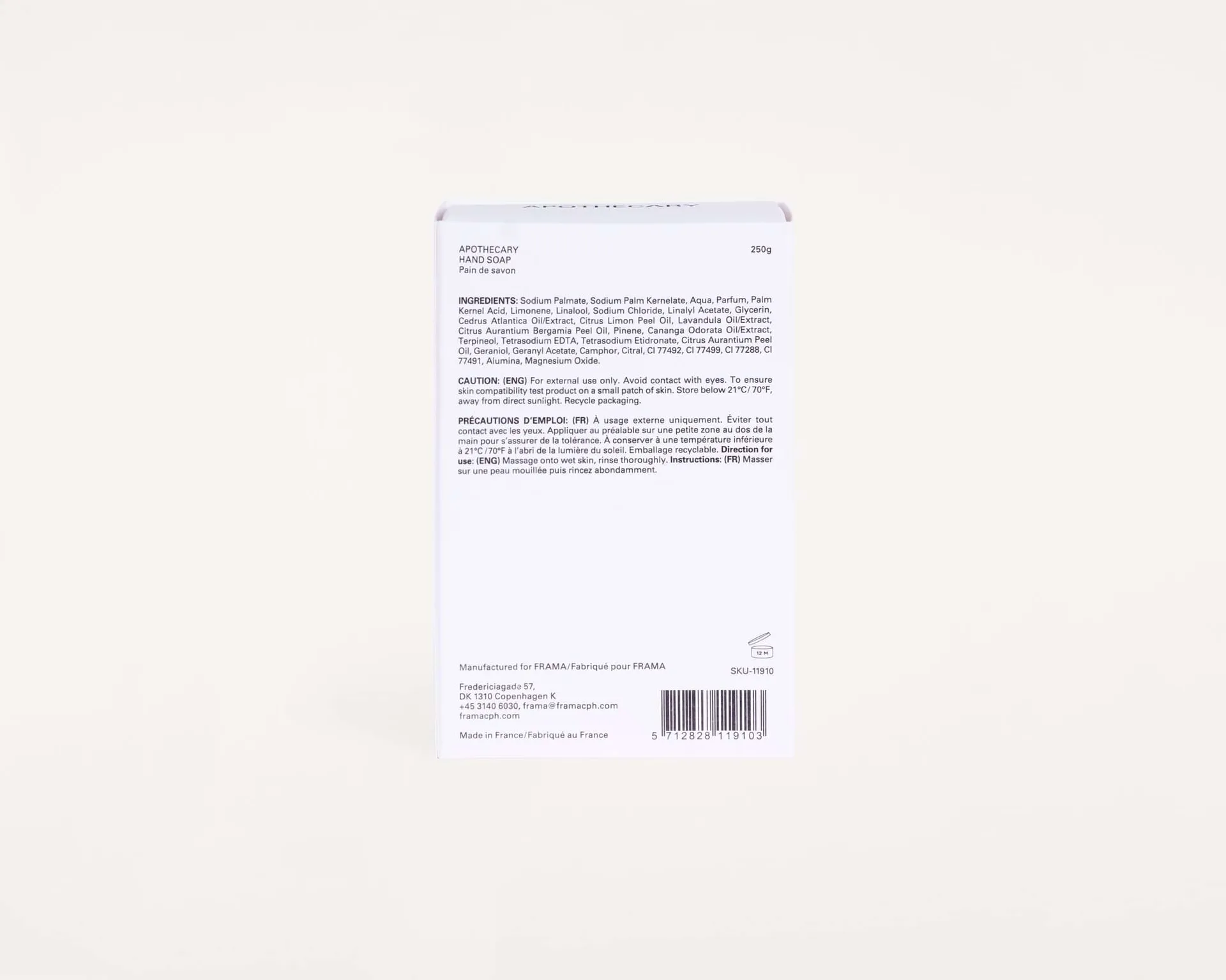 FRAMA fast såpe 250 g, Apothecary FRAMA