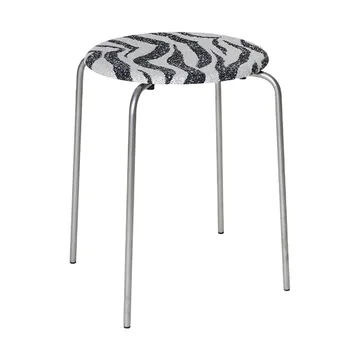 Petit Rond rund krakk - Rustfritt stål-stoff Zebra - FRAMA