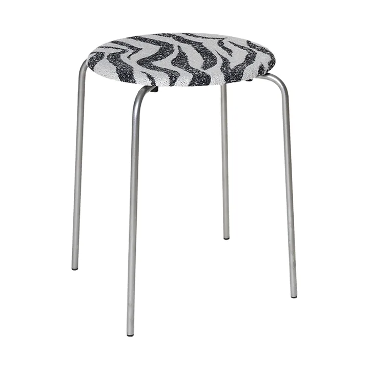 Petit Rond rund krakk - Rustfritt stål-stoff Zebra - FRAMA