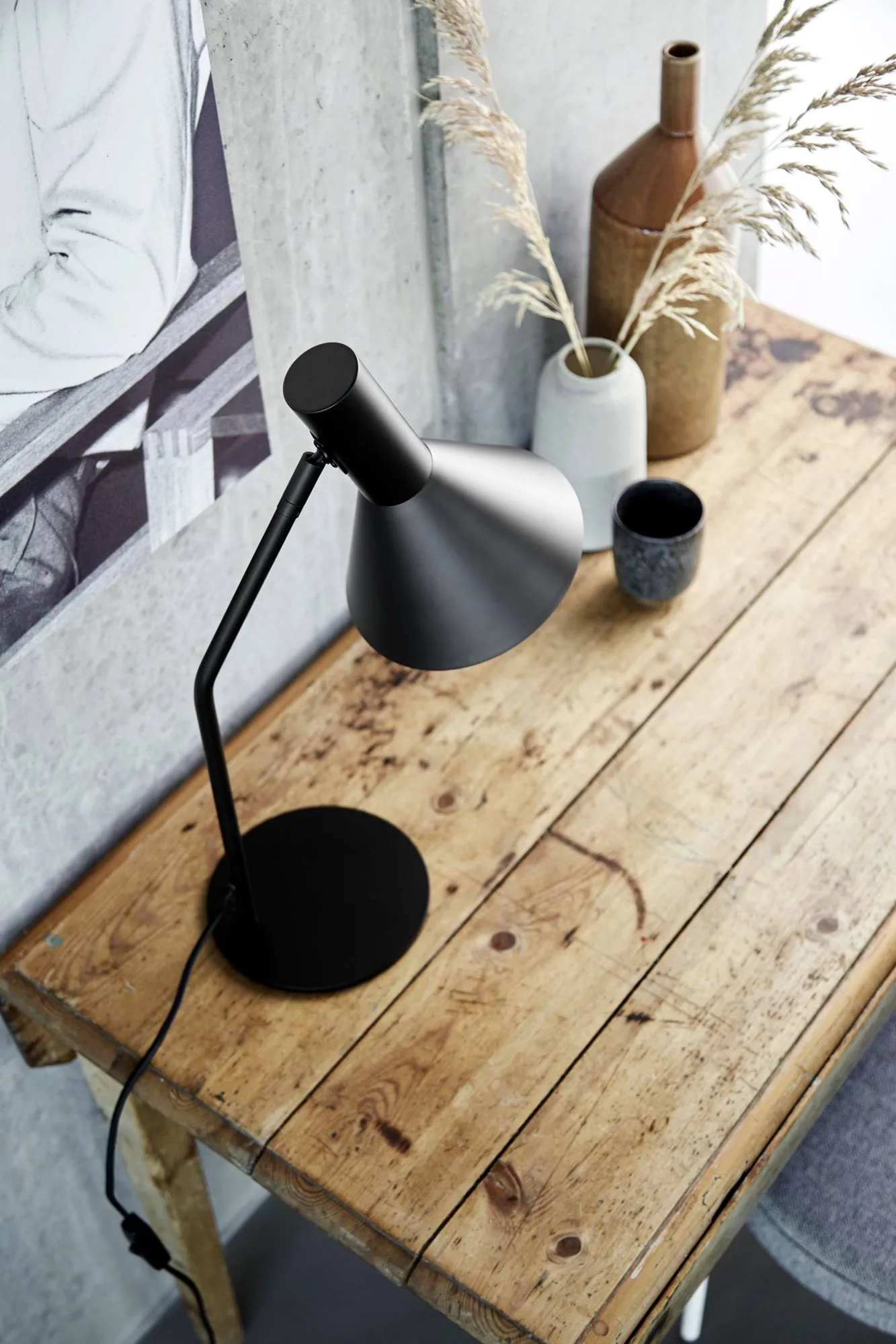 Lyss bordlampe, Matt black, 50 cm Frandsen