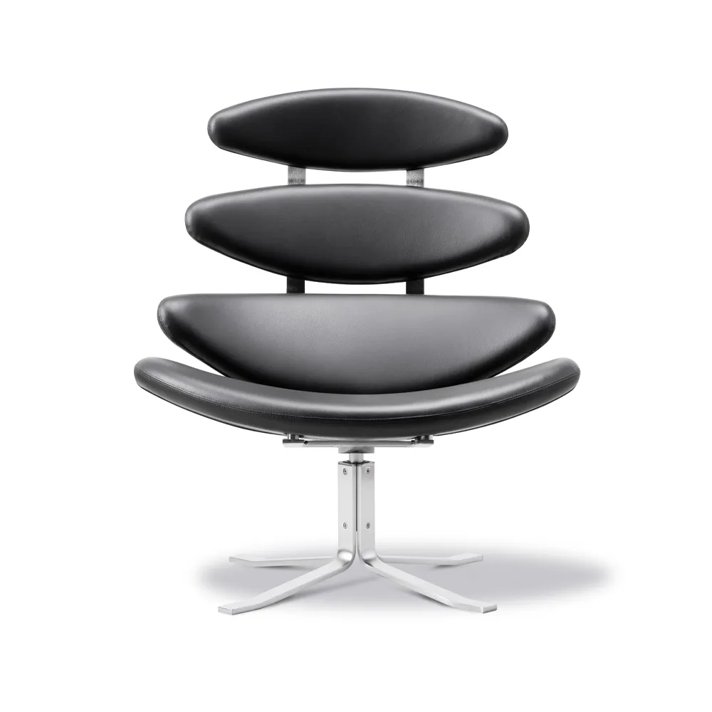 Corona lenestol, Lær omni 301-kromstativ Fredericia Furniture