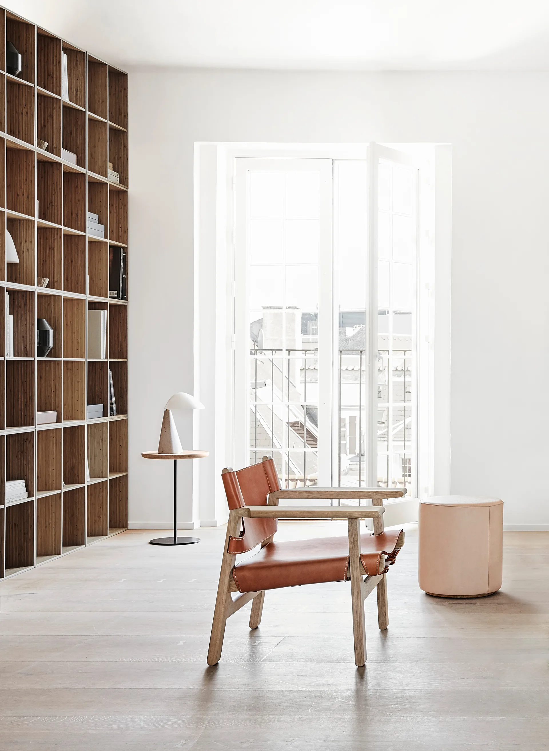 Den spanske stol lenestol, Lær cognac-lys oljet eik Fredericia Furniture