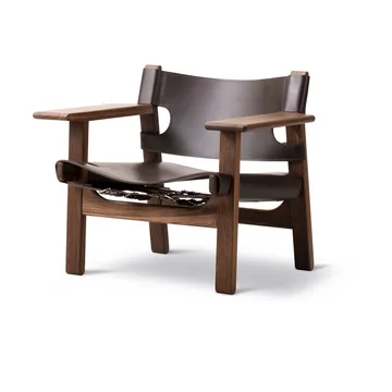 Den spanske stol lenestol - Lær mørkebrun-oljet valnøtt - Fredericia Furniture