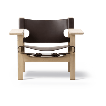 Den spanske stol lenestol - Lær mørkebrun-vasket eik - Fredericia Furniture