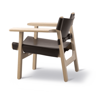 Den spanske stol lenestol - Lær mørkebrun-vasket eik - Fredericia Furniture