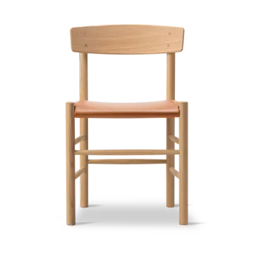 J39 stol - Lysoljet eik-lær Omni 307 Cognac - Fredericia Furniture
